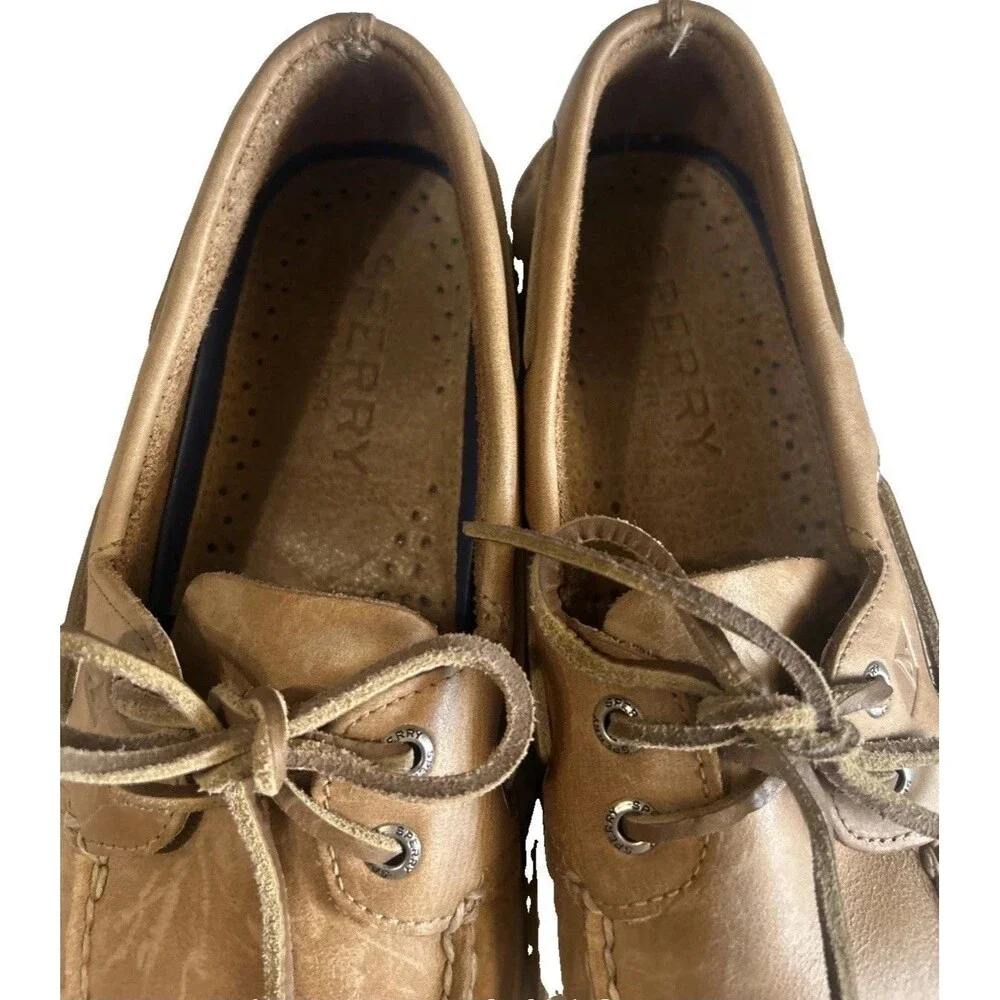 Sperry Top-Sider Men’s 8.5M  Authentic Original Tan Leather 2 Eye Boat Shoes